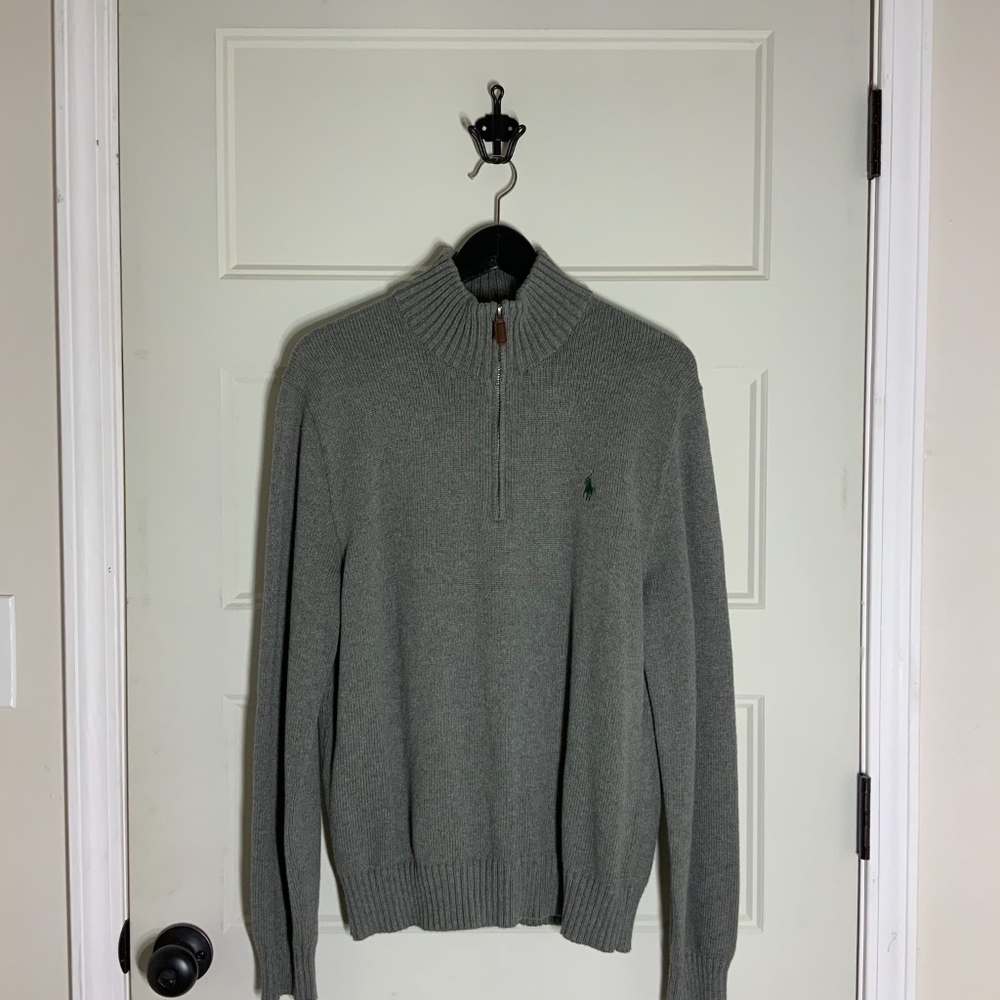 Ralph Lauren Gray Half-Zip Sweater Size M